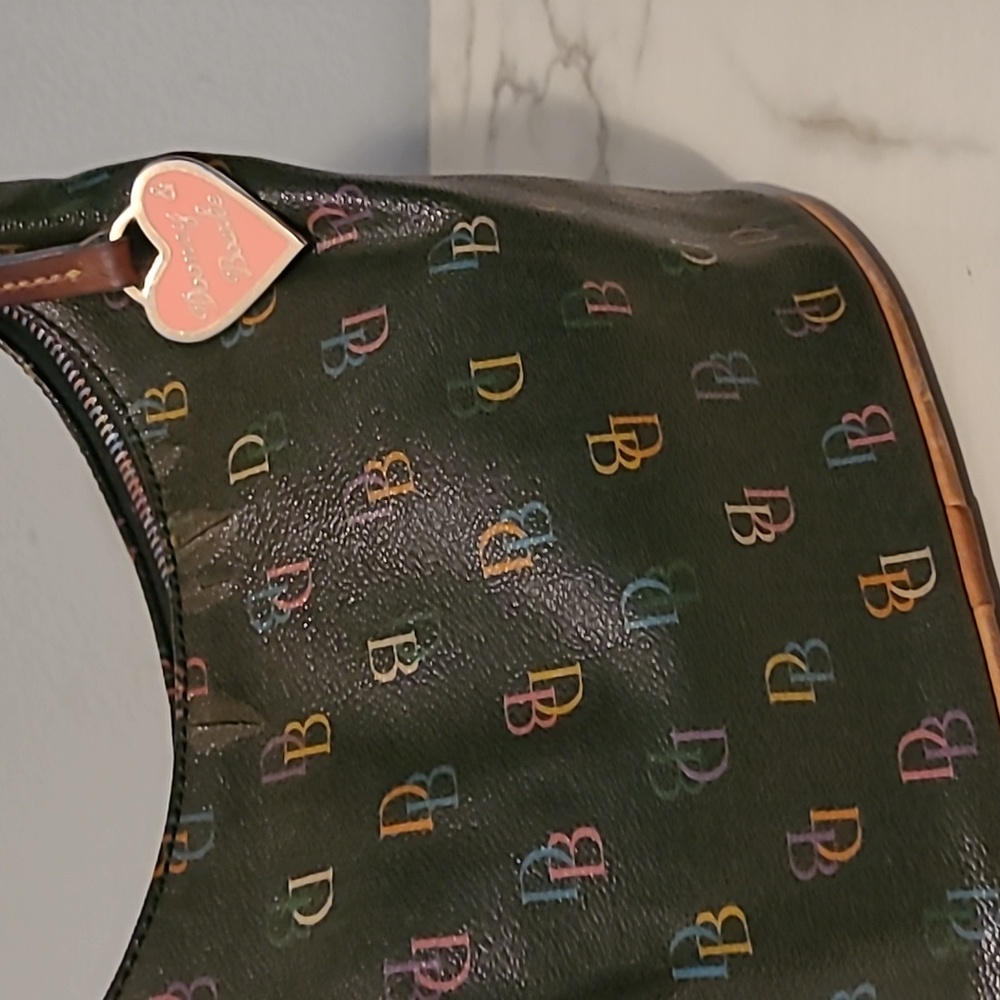Vintage Dooney & Bourke Rainbow Monogram Logo Mini Hobo Bucket Bag Purse Y2K - Picture 3 of 16